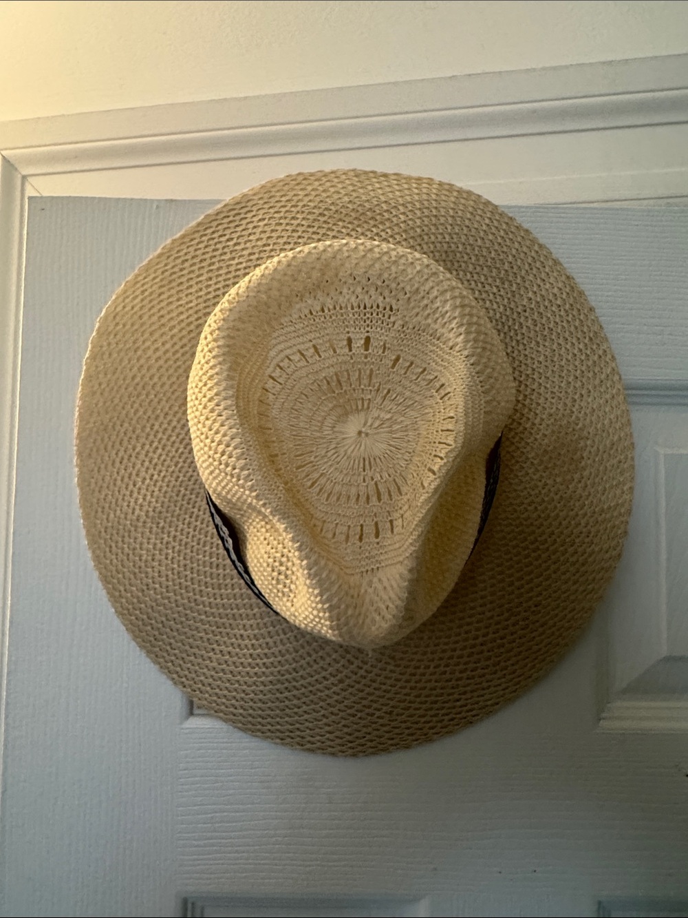 Wide Brim Straw Sun Hat with Black Band